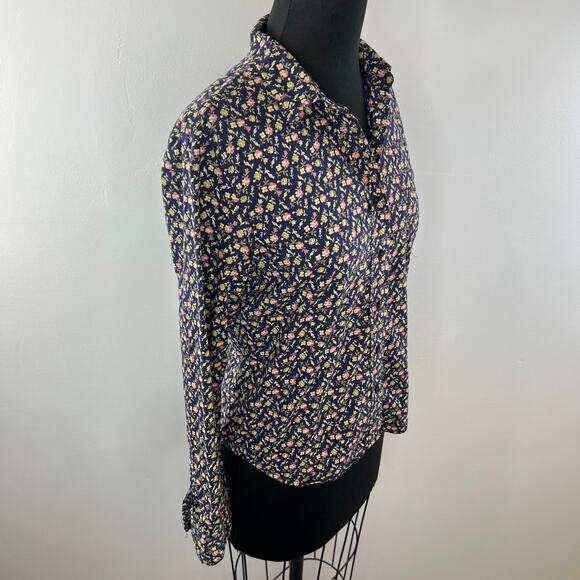 Denim & Supply Ralph Lauren Blue Floral Button-Down RL Tomboy Shirt M Medium - Picture 4 of 8